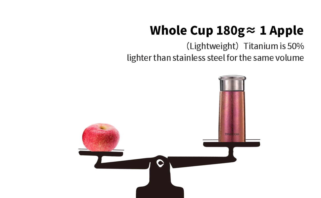 Compact and lightweight, discover the health benefits of titanium with the titaudou water cup.