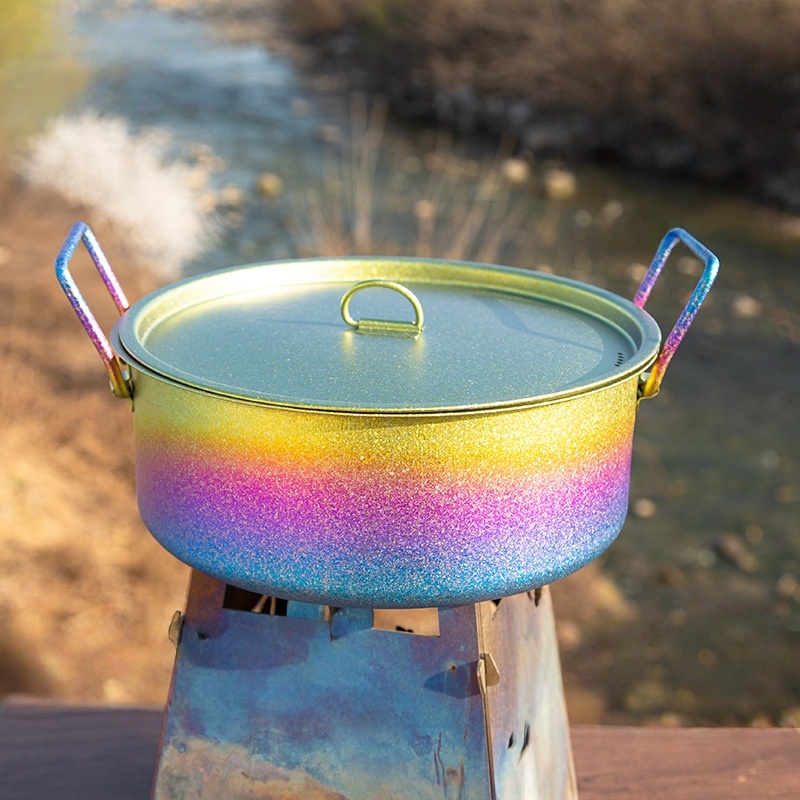 Ultra-Lightweight Titanium Camping Pot: Compact 2L Backpacking Cookware for Hiking & Trekking