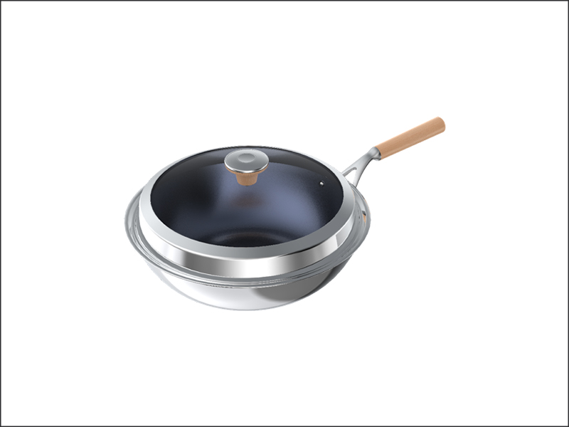 Titanium Flat-Bottomed Pot【Beechwood handle】