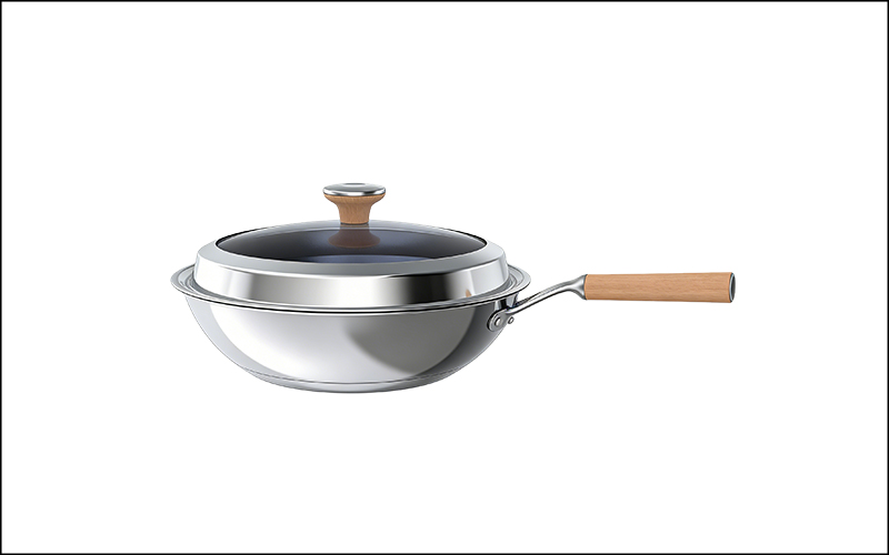 Titanium Flat-Bottomed Pot【Beechwood handle】