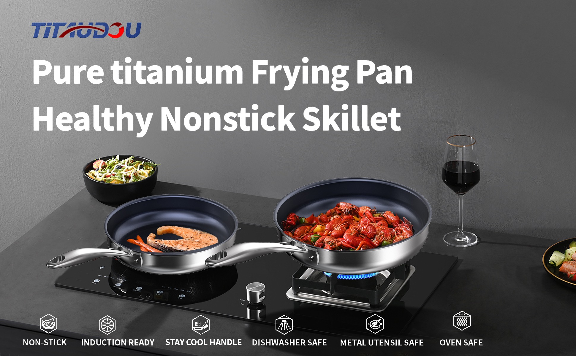 Titanium Frying Pan【Mirror-like pot lid】