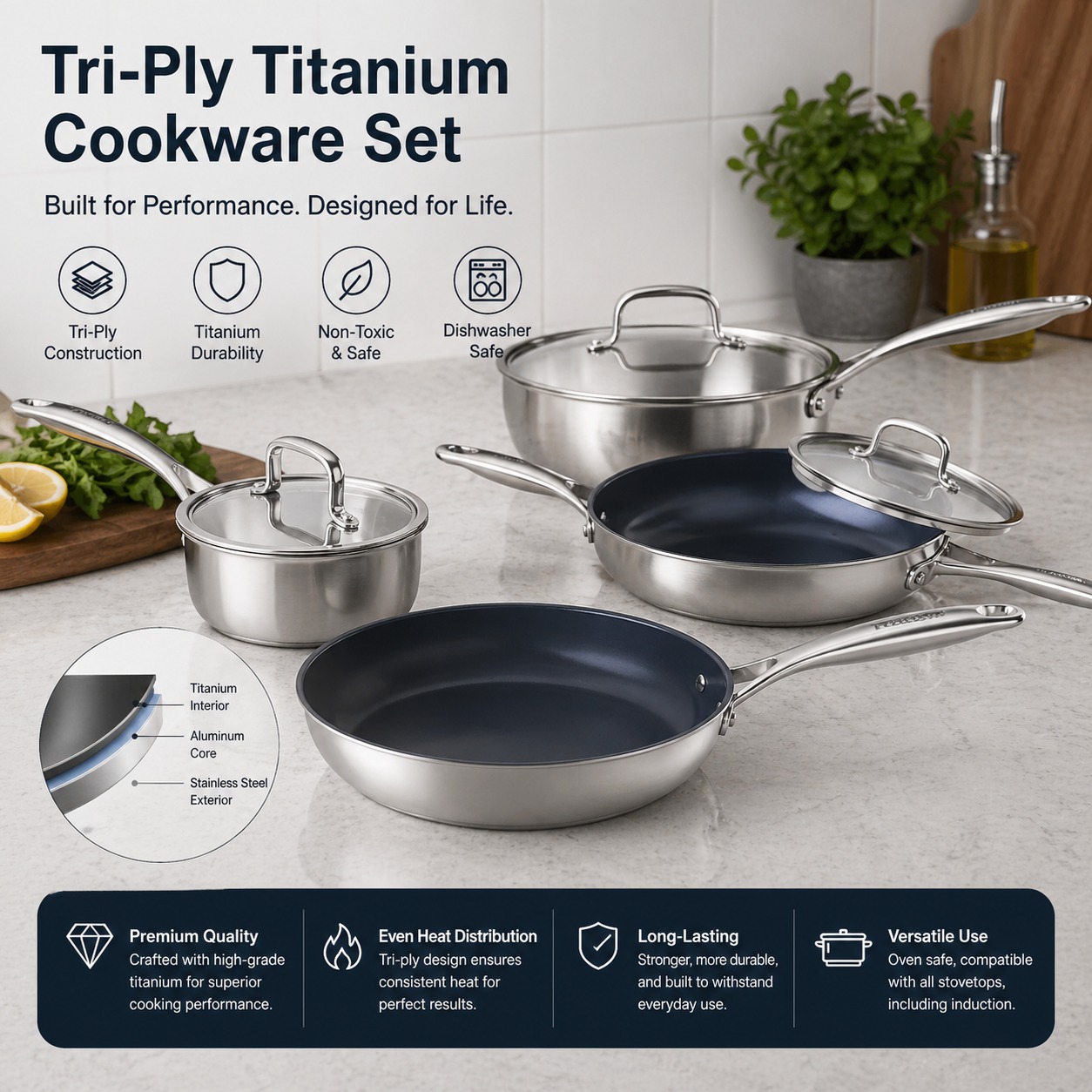 Tri-Ply Cookware Set vs. Tri-Ply Titanium Cookware Set: What Buyers Should Know