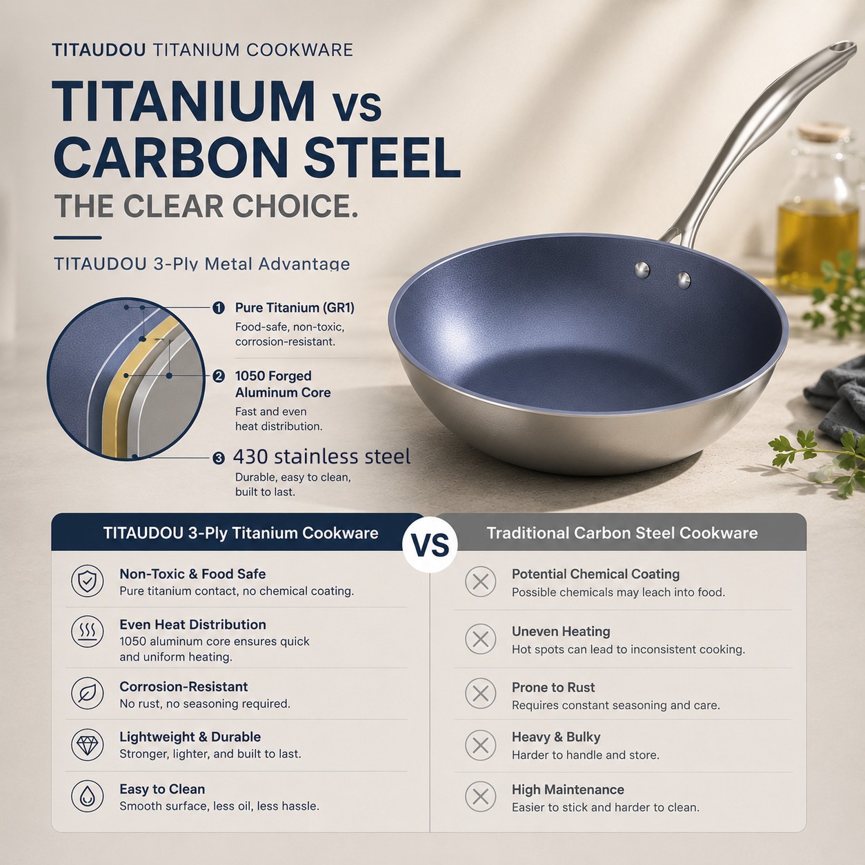 Titanium vs. Carbon Steel Cookware: Which Retains Heat Better?