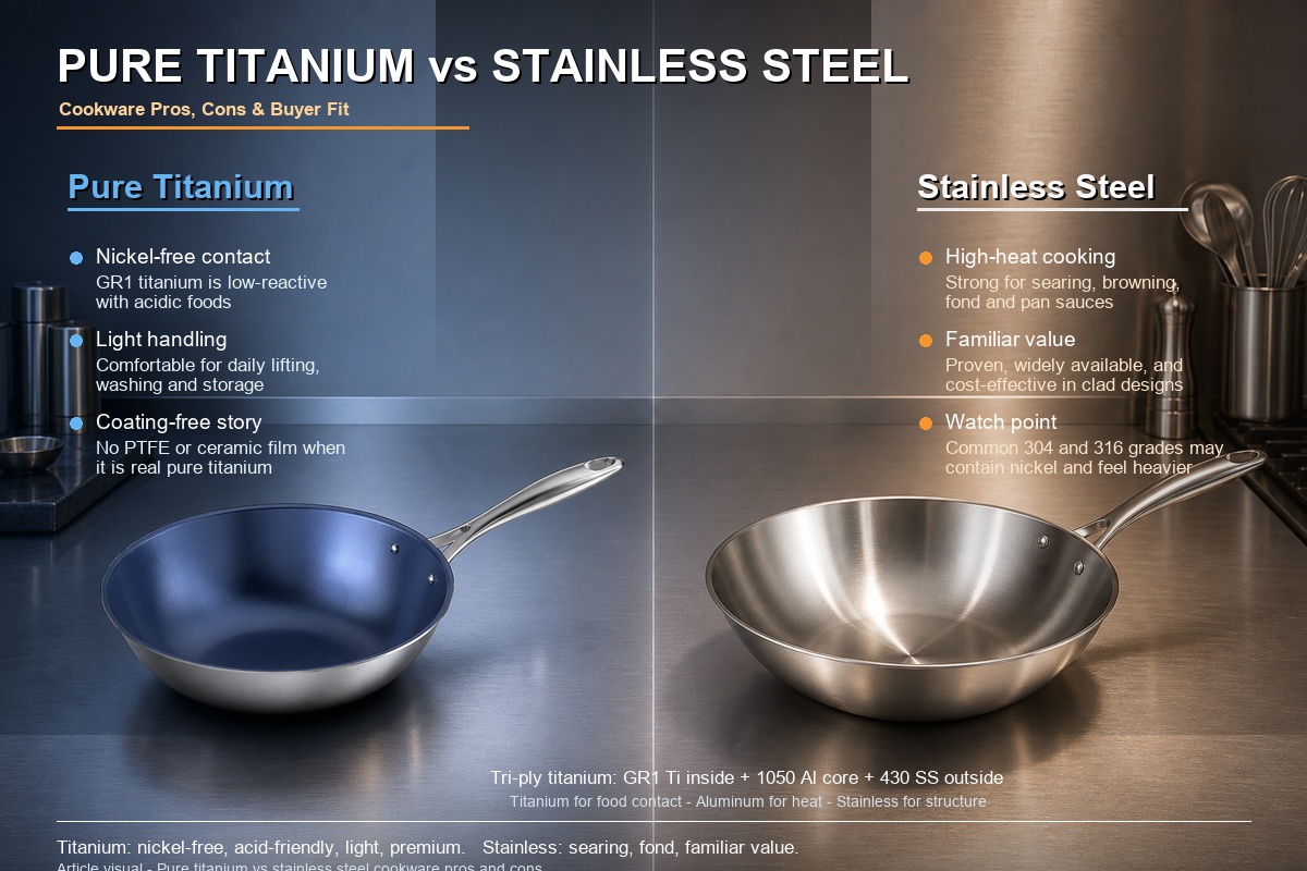Pure Titanium Cookware vs Stainless Steel: Which Is Actually Better?