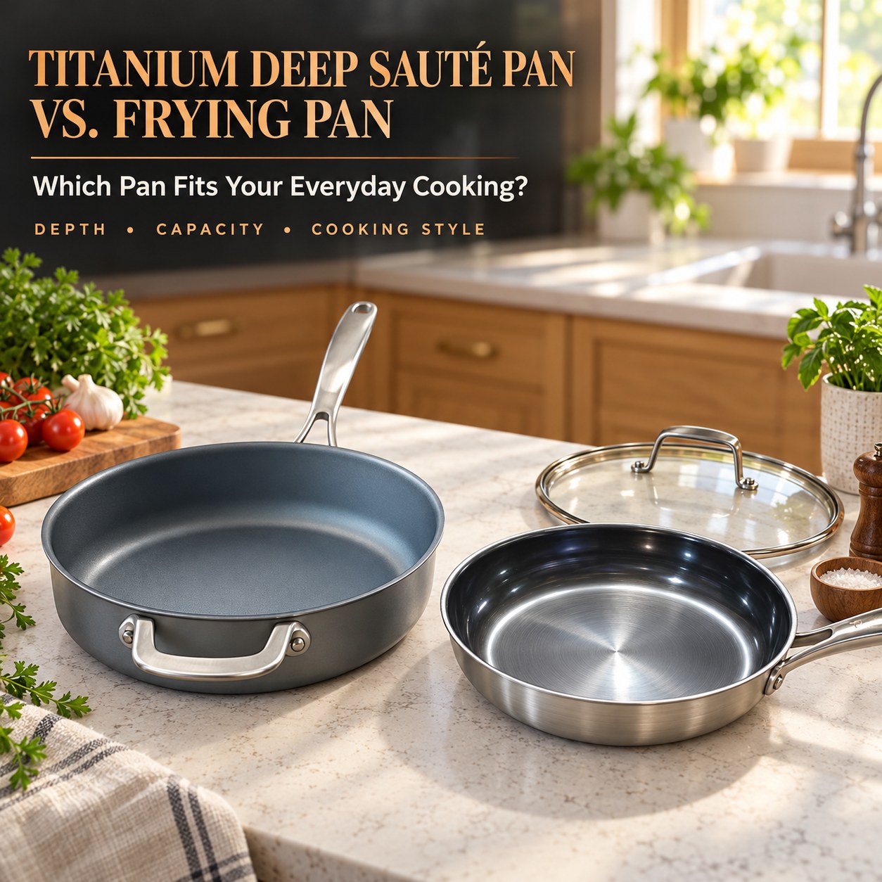 Pure Titanium Deep Sauté Pan vs Standard Frying Pan: 26cm Comparison