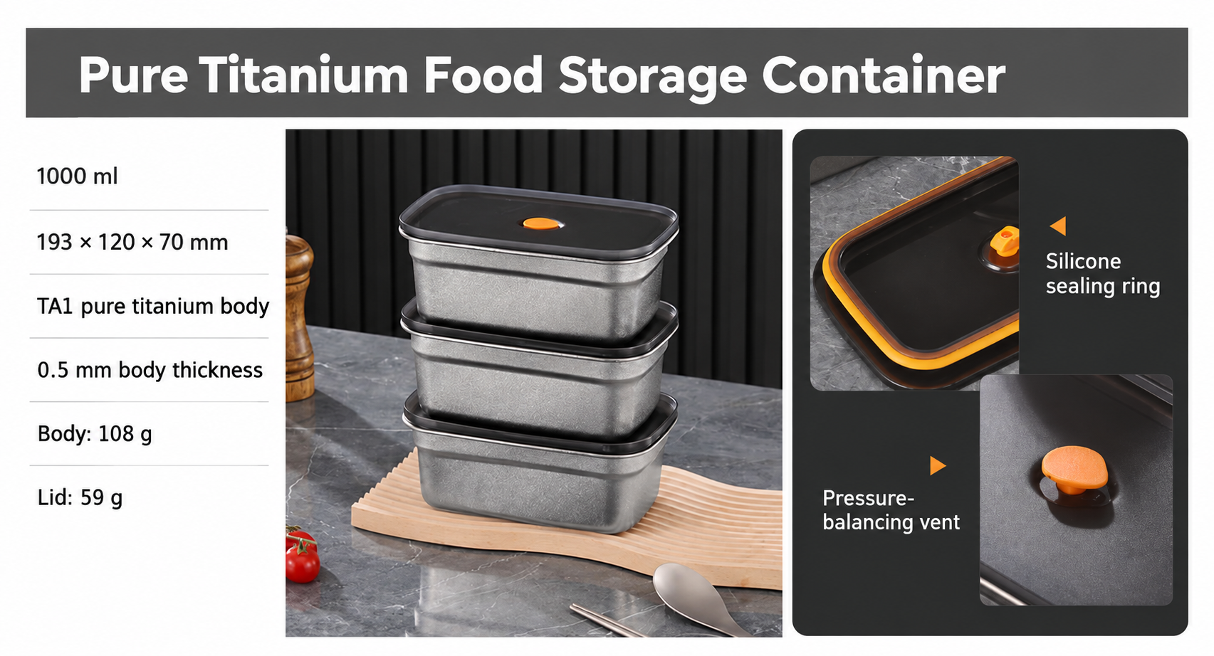 Pure Titanium Food Storage Container